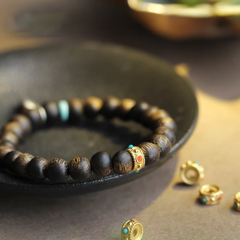 KarmaRipple's Vietnam Qinan Agarwood Turquoise Balance Strength Bracelet p11