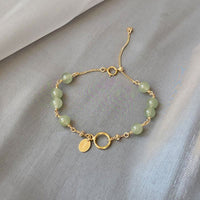 KarmaRipple's Unique Authentic Hetian Jade 14K Gold filled Fortune Beaded Bracelet