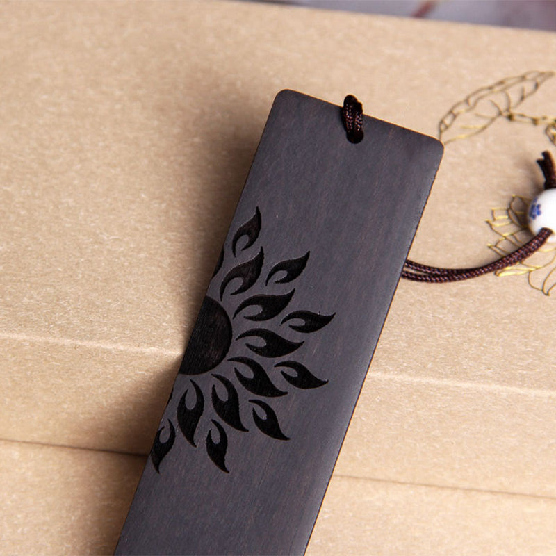 KarmaRipple's Sun Tree Ebony Wood Small Leaf Red Sandalwood Bookmarks With Gift Box p5