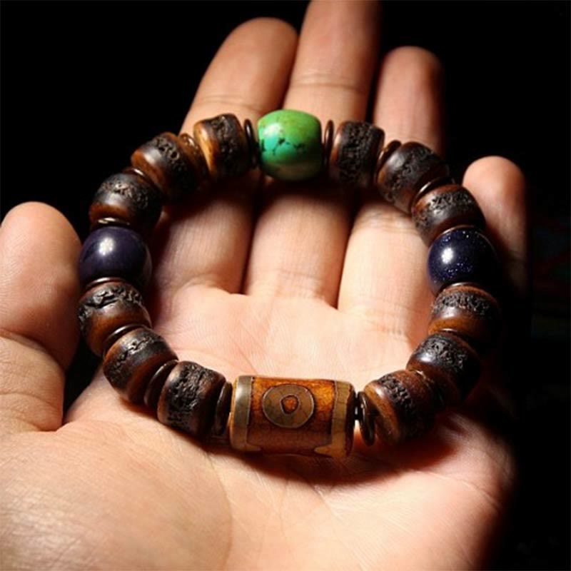 KarmaRipple's Tibetan Yak Bone Dzi Bead Turquoise Keep Away Evil Spirits Bracelet p4