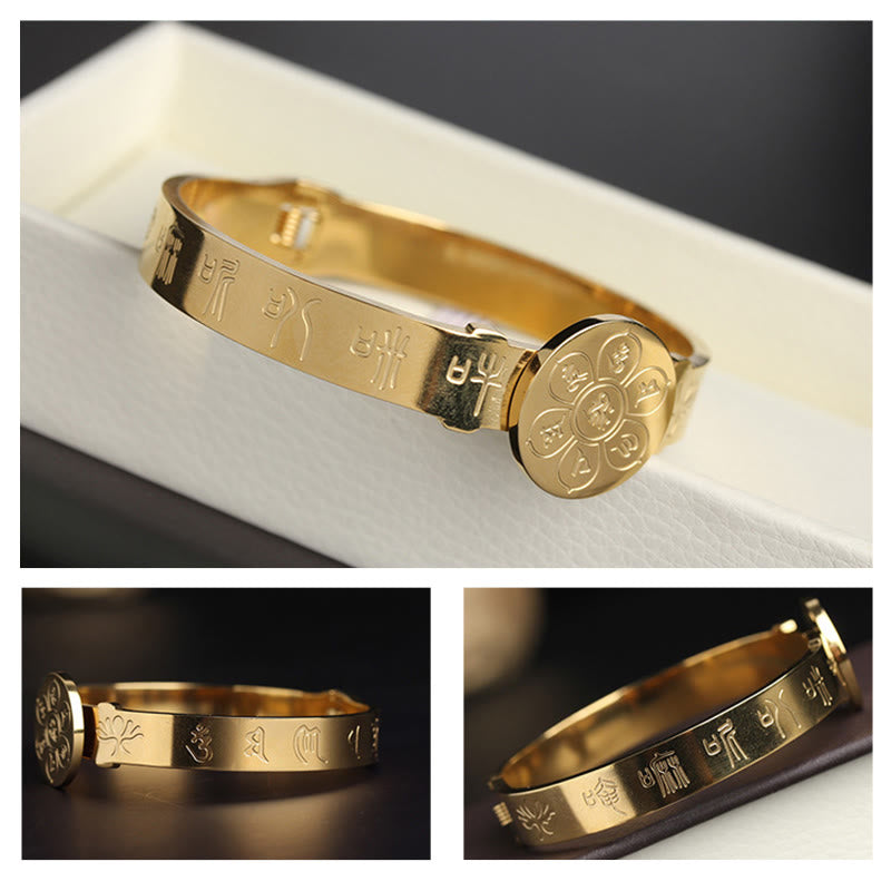 KarmaRipple's Yin Yang Lotus Om Mani Padme Hum Mantra Titanium Steel Balance Bracelet Bangle p19