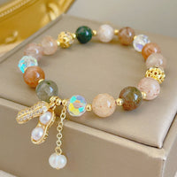 KarmaRipple's Sun Stone Colorful Rutilated Quartz Wealth Peanut Talisman Bracelet
