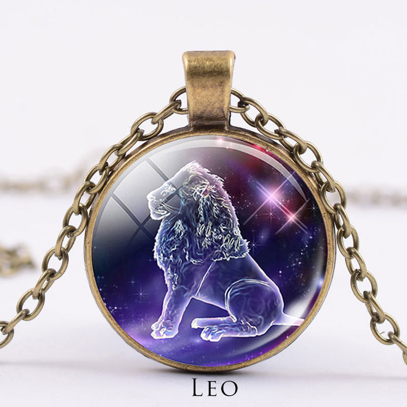 KarmaRipple's 12 Constellations of the Zodiac Moon Starry Sky Protection Blessing Pendant Necklace p68
