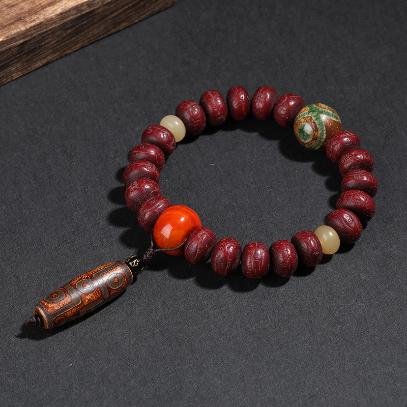 KarmaRipple's Tibet Bodhi Seed Dzi Bead Dancing Lion Fortune Bracelet Wrist Mala p4