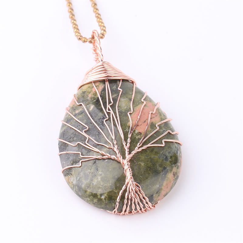 KarmaRipple's Authentic Quartz Gemstone Tree Of Life Balancing Energy Pendant Necklace p6