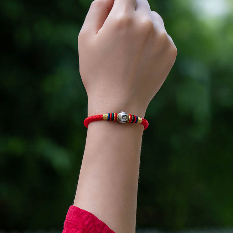 KarmaRipple's 925 Sterling Silver Tibet Handmade Om Mani Padme Hum Fortune Protection King Kong Weave Woven Bracelet p13