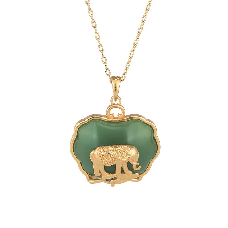 KarmaRipple's Authentic Jade Elephant Balancing Pendant Necklace p3