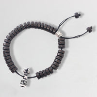 KarmaRipple's Tibet Coconut Shell Carved Om Mani Padme Hum Dorje Vajra Bell Happiness String Bracelet