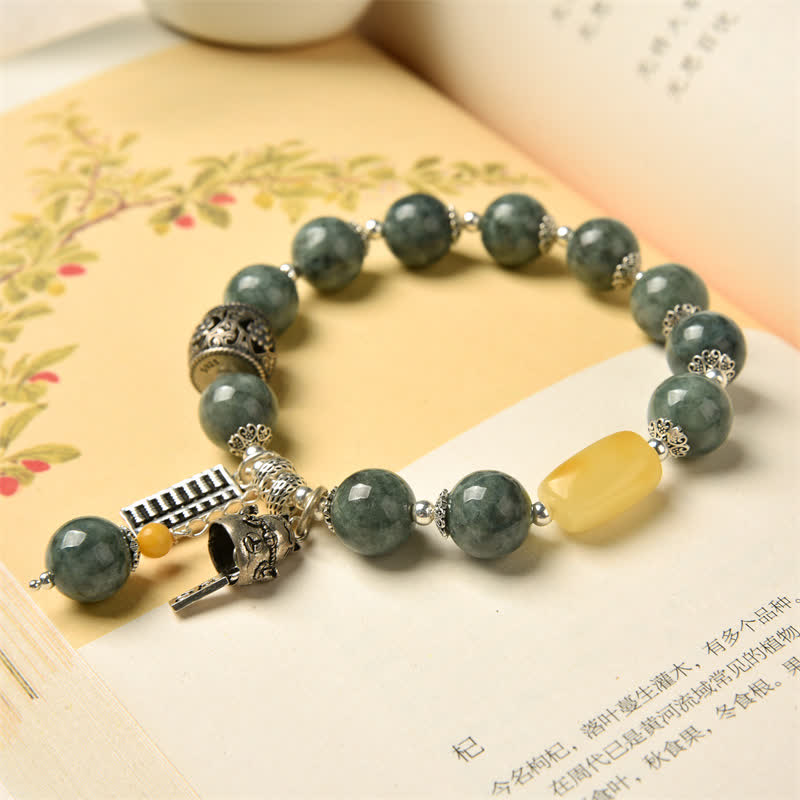 KarmaRipple's 925 Sterling Silver Cyan Jade Amber Abacus Fortunate Cat Success Bracelet p4