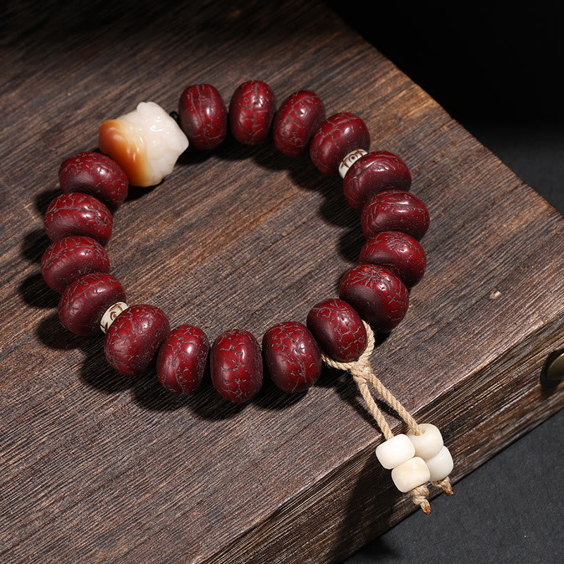 KarmaRipple's Tibet Bodhi Seed Dzi Bead Dancing Lion Fortune Bracelet Wrist Mala p9