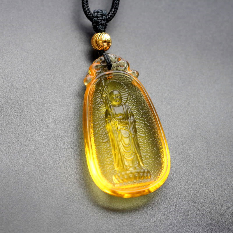 KarmaRipple's Ksitigarbha Buddha Liuli Gemstone Serenity Amulet Pendant Necklace p21