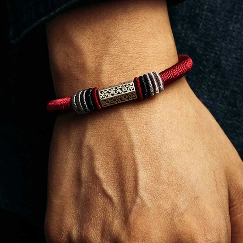 KarmaRipple's 925 Sterling Silver Om Mani Padme Hum Peace Red String Bracelet p6