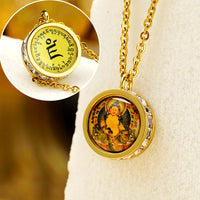 KarmaRipple's Tibetan Yellow God Of Wealth Green Tara Buddha Serenity Titanium Steel Pendant Necklace