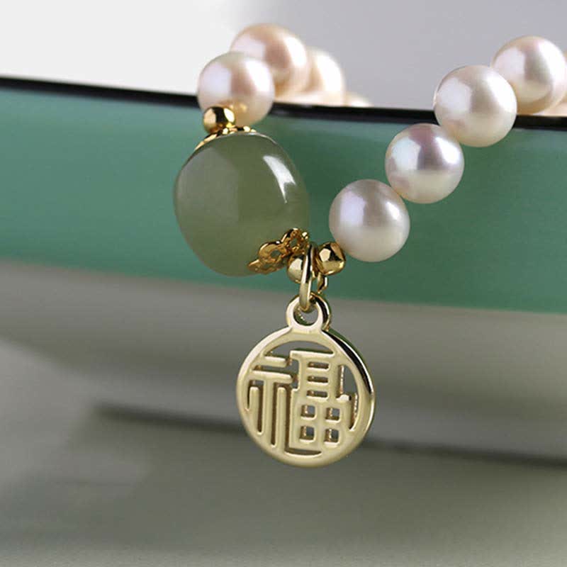 KarmaRipple's Authentic Pearl Hetian Jade Happiness Balancing Bead Bracelet p6