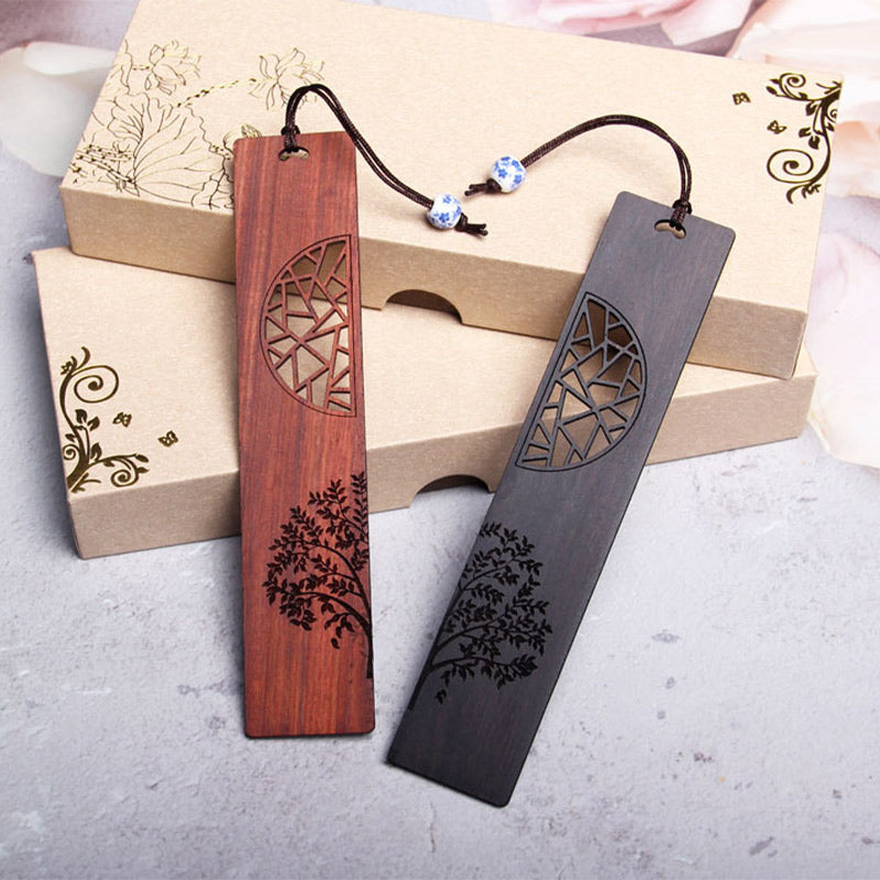 KarmaRipple's The Tree of Life Ebony Wood Small Leaf Red Sandalwood Bookmarks With Gift Box p9