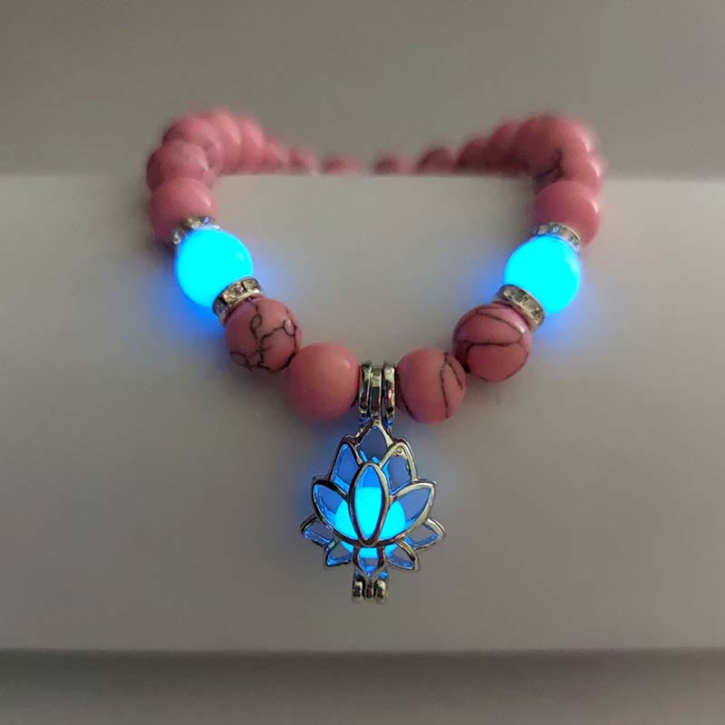 KarmaRipple's Tibetan Turquoise Glowstone Luminous Bead Lotus Protection Bracelet p5