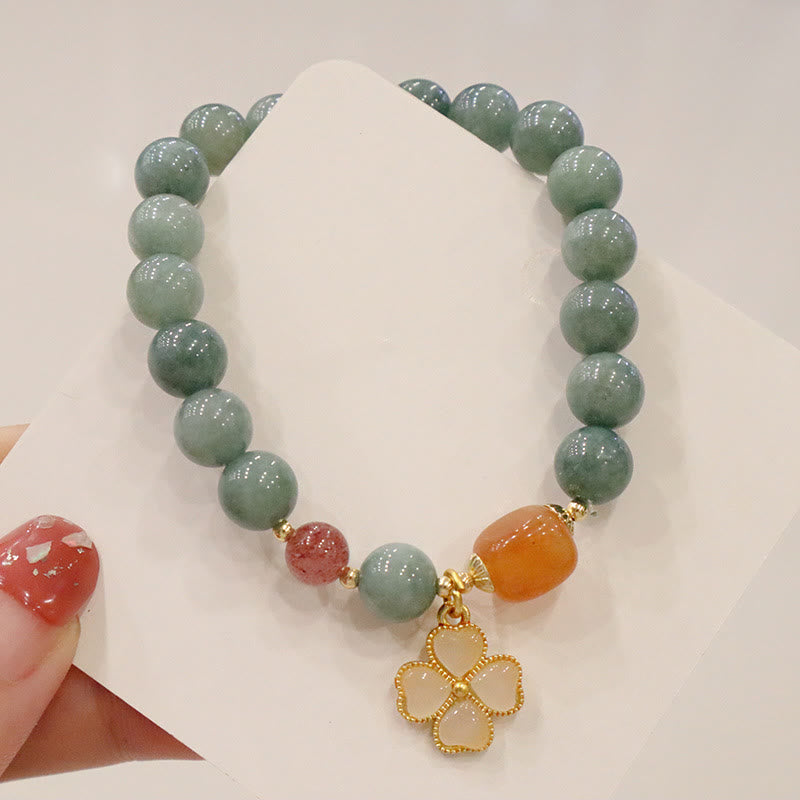 KarmaRipple's Jade Four Leaf Clover Talisman Prosperity Bracelet p6