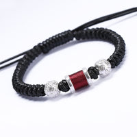 KarmaRipple's 999 Sterling Silver Bronze Coin Bead Bronze Balance Woven String Bracelet