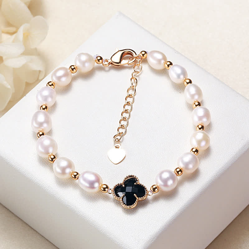 KarmaRipple's Pearl Four Leaf Clover Wealth Chain Bracelet p14