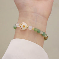 KarmaRipple's Green Agate Sun Stone Cat's Eye Bodhi Seed Cat Paw Support Bracelet