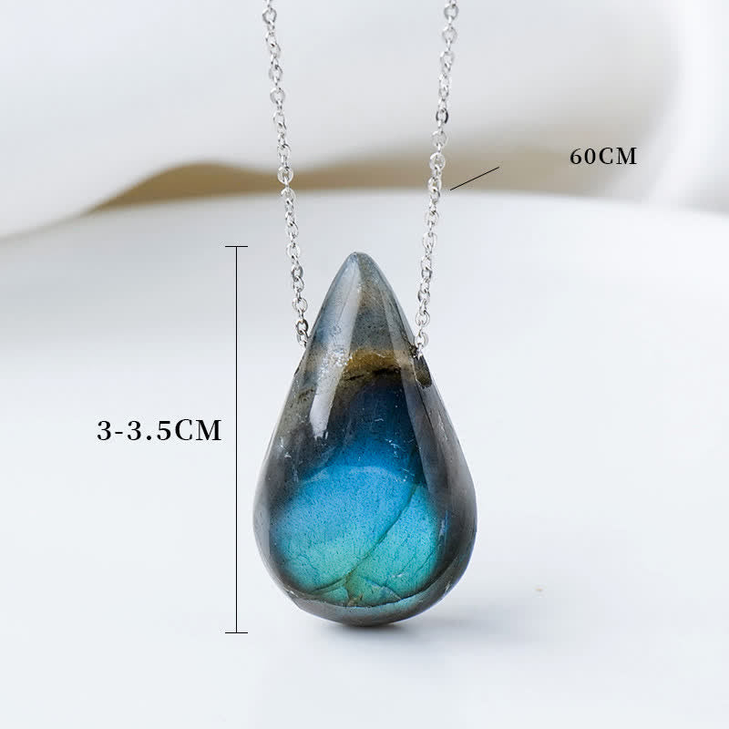 KarmaRipple's Labradorite Water Drop Support Balancing Pendant Necklace p9