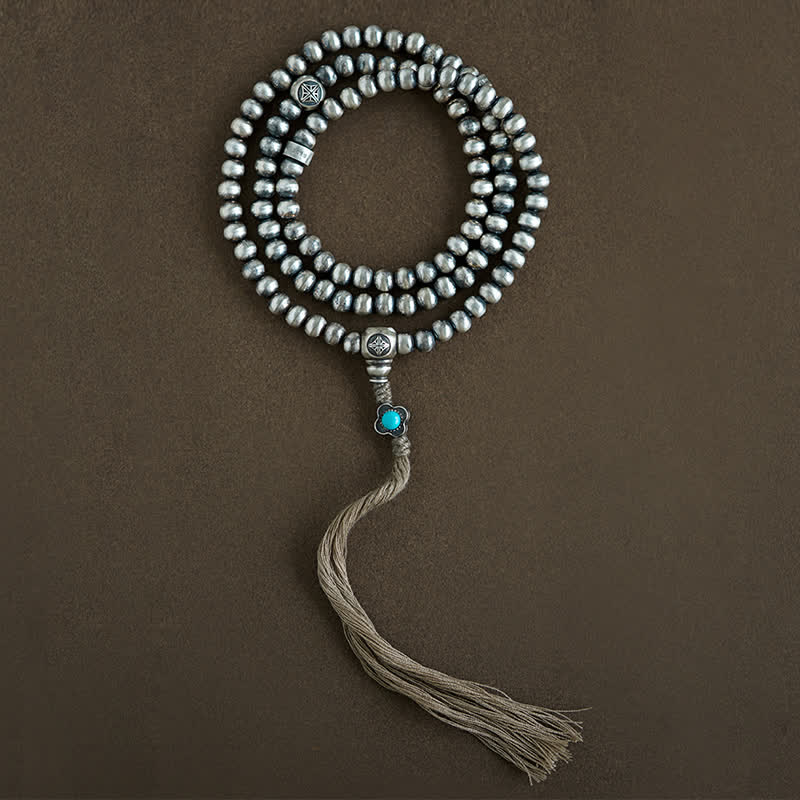 KarmaRipple's 108 Mala Beadwork 925 Sterling Silver Red Agate Turquoise Confidence Talisman Bracelet p12