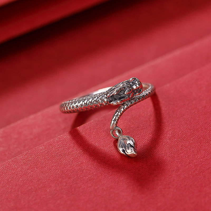 KarmaRipple's 925 Sterling Silver Vintage Year of the Dragon Fortune Protection Strength Adjustable Ring p20