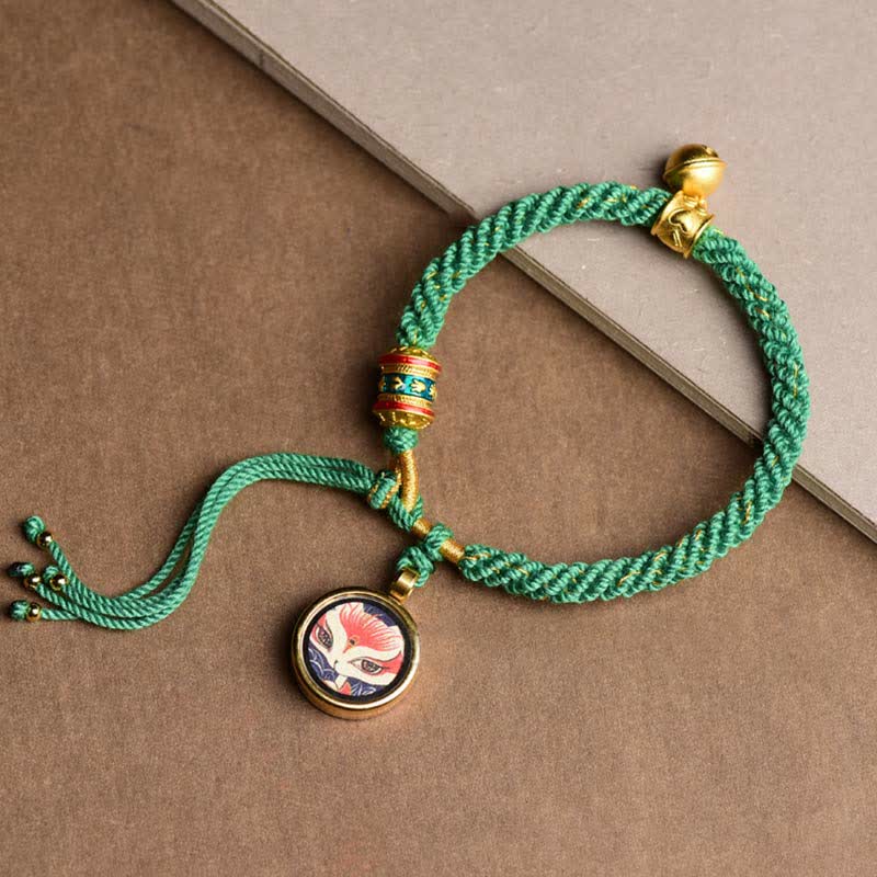KarmaRipple's Tibetan Five God Of Wealth Thangka Fortune Prayer Wheel Bell Braid String Bracelet p11