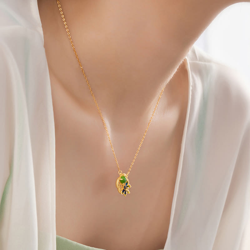 KarmaRipple's 925 Sterling Silver Four Leaf Clover Flower Hetian Cyan Jade Pearl Balancing Pendant Necklace Bracelet Earrings Set p9