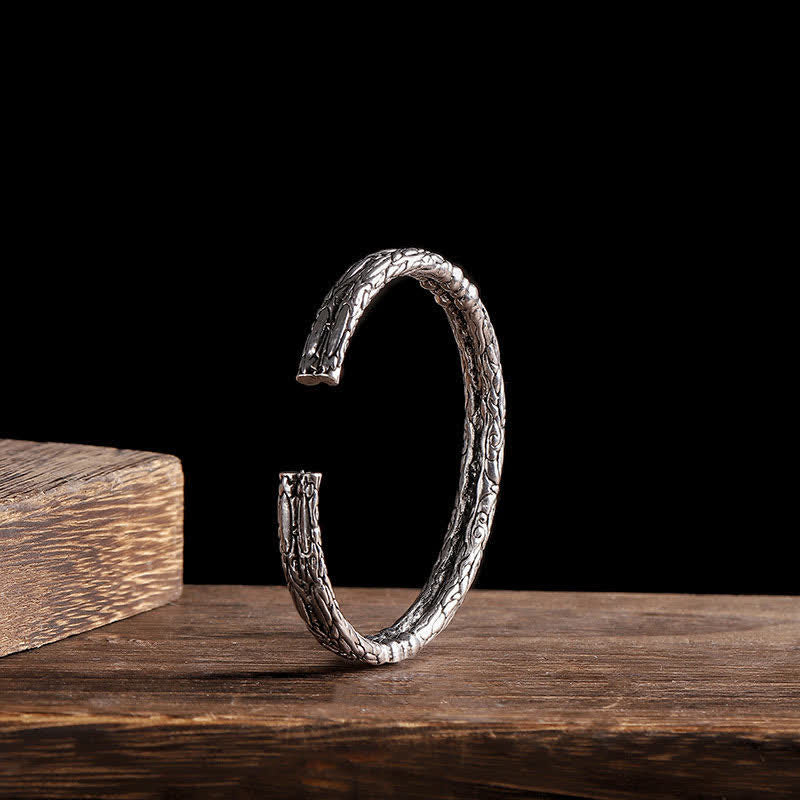 KarmaRipple's Flower Dragon Pattern Engraved Balance Cuff Bracelet Bangle p3