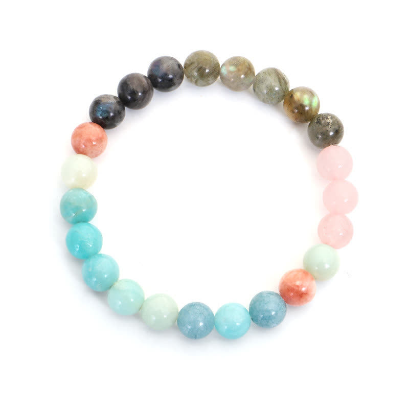 KarmaRipple's 108 Mala Beadwork Amazonite Black Glitter Stone'sitive Tassel Bracelet ( p1