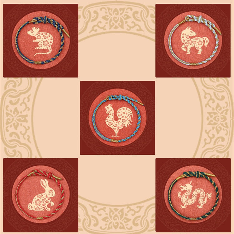 KarmaRipple's Handmade Chinese Zodiac Rabbit Rooster Rat Horse Dragon Protection Braid String Bracelet p17