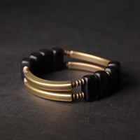 KarmaRipple's Tibetan Ebony Wood Bronze Balance Double Layer Bracelet